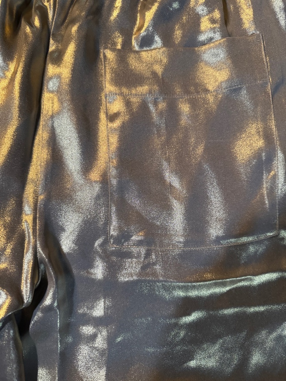 Anthropologie Luxe Satin Wide Leg Champagne Tie Waist - Picture 5 of 6